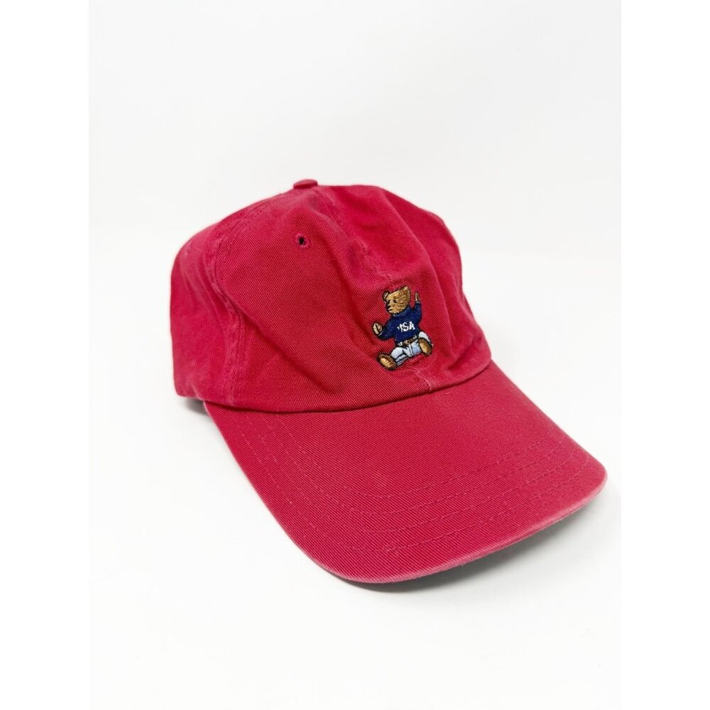 Polo Ralph Lauren Polo Sport Vintage 90s USA Bear Logo Baseball Cap Red One Size